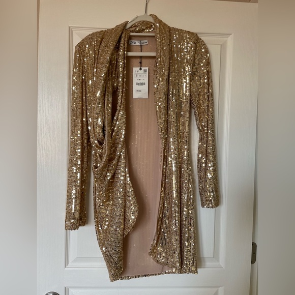 Zara gold sequined mini dress - Picture 7 of 8